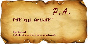Pétyi Anikó névjegykártya
